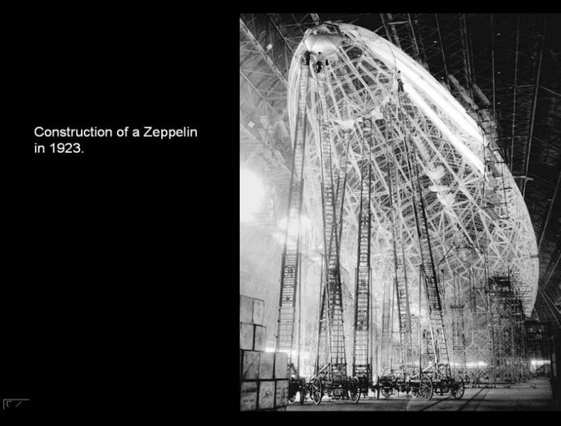 Gradnja Zeppelina, kar lestve namesto odra.